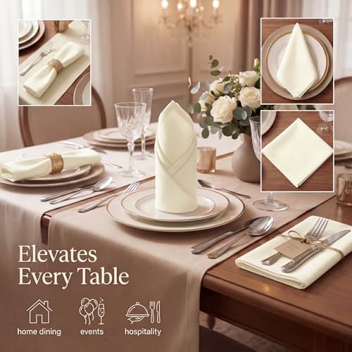 Urban Villa Cloth Napkins Cotton 20x20 (Set of 12) Ivory - Image 2