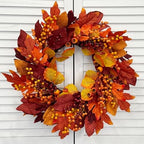TOKCARE 24 Inch Fall Wreaths for Front Door with Maple Leaves and Berries by TokcareHome