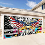 16x7FT 250 Years of Freedom Garage Door Banner, Amer-ica Eagle Patriotic Design 1776–2026, Extra Large Outdoor Garage Door Cover for Independence Day Decor - Image 3