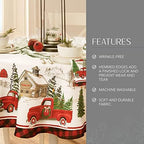 Elrene Home Fashions Vintage Truck Christmas Tree Farm Polyester Tablecloth, 70", Round - Image 3