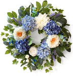 24 Inch Spring Wreaths for Front Door, Spring Summer Door Wreath with Blue Hydrangea White Peony Flower Wreath for All Season Outside Indoor Outdoor Home Porch Wall Decor by Unknown