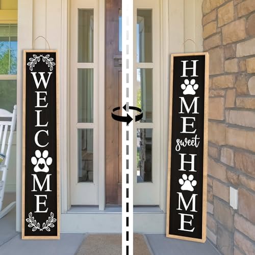 Outdoor Welcome Sign Front Porch Door Decor, 45"X9" Wood Black - Image 7