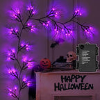 [ 8 Modes & Timer ] 9 Ft 66 LED Halloween Willow Vine Twig Decor Garland Decorations with Purple Lights, Halloween Garland with Battery Operated Waterproof for Home Wall Fireplace Mantle Decorations by SURCVIO