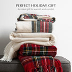 EverGrace Chenille Christmas Throw Blanket, 50"x60", Red Stewart Plaid - Image 7