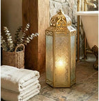 VELA LANTERNS 16" Extra Large Large Gold Metal Decorative Floor Moroccan Lantern Candle Holder Lamp - Indoor/Outdoor, Home Decor, Patio, Weddings, Ramadan Decor - Image 4