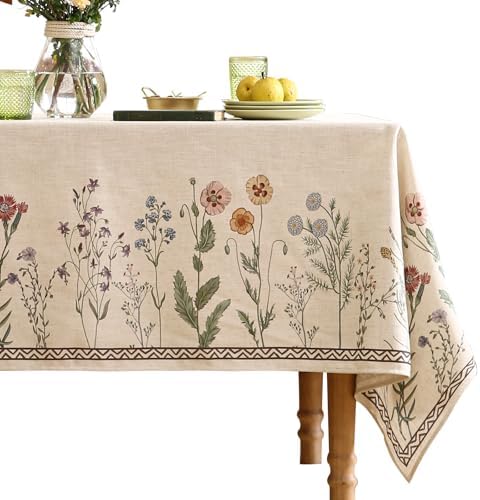 ISAENNE Designer Vintage Rectangular Long Floral Tablecloth,118"x67" by Isaennehomedecoration