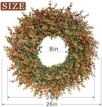 26"Artificial Eucalyptus Wreath with Seed for Front Door Decor(Fall Orange) - Image 6