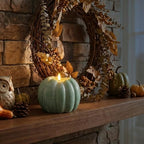 Fall Decorations for Home, Large Flameless Pumpkin Candle, Sage Green - Image 7