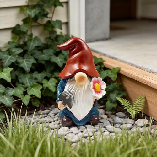 Hide a Key Outside Garden Gnomes Key Hider, 8 Inch Funny Dwarf Statue with Hidden Safe Secret Compartment, Waterproof Lock Box for Spare Keys, Outdoor Yard Patio Lawn Decor - Image 2