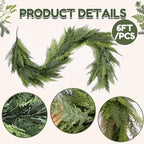 6 FT 2Pcs Prelit Realistic Faux Pine Cedar Garland for Christmas Decor Home - Image 2