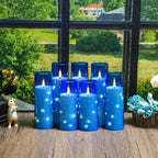 Sasigeiaa Flameless Candles with Embedded Star String - Battery Operated LED Candles, with Remote,12 Blue Flickering Candles for Christmas, Weddings, Home Decor & Party,(D 2.3"×H 5" 6" 7") - Image 5