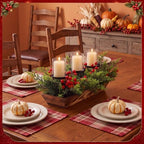 3 Pillar Christmas Table Centerpiece Christmas Candle Holder Artificial Norfolk Pine with Steel Base Frosted Arrangement for Home Decor - Image 5