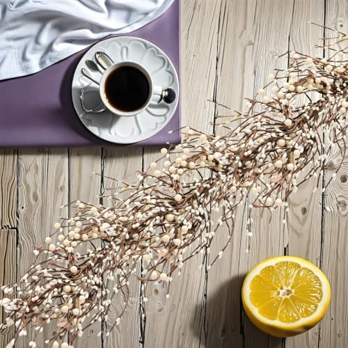 60" Pip Berry Garland - Artificial Spring and Summer Decorative Garland with Cream Berries, Perfect for Front Door, Mantel, Centerpiece and Table Display Seasonal Décor - Image 6
