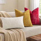 decorUhome Textured Chenille Throw Pillow Covers 26x26 Set of 2 Red - Image 5