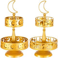 2 Pcs 2 Tiered Ramadan Trays, Golden Metal Eid Cake Stand by Sunnychicc