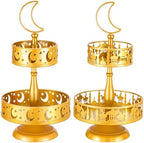 2 Pcs 2 Tiered Ramadan Trays, Golden Metal Eid Cake Stand by Sunnychicc
