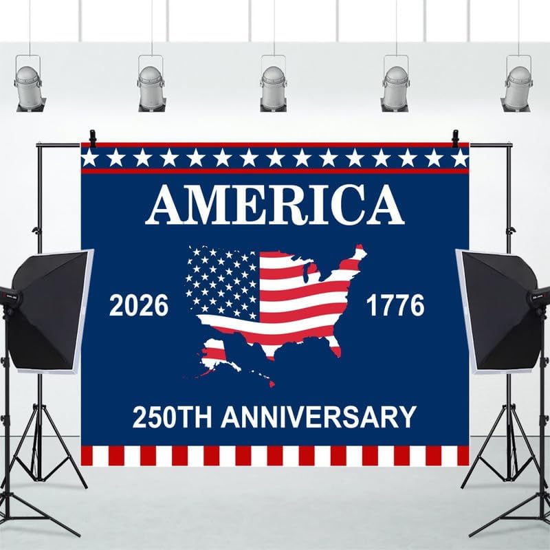 4th of July Backdrop Decorations 250th Anniversary USA Flag Patriotic Backdrop 12x10ft Banner Independence Day Photography Background Theme Party Decorations Supplies Photo Studio Props - Image 7