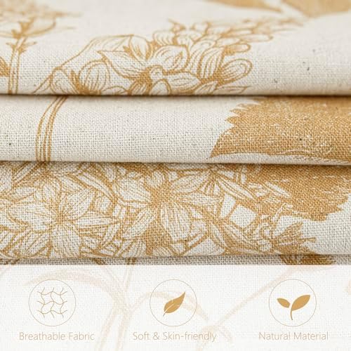 Foindtower Set of 2 Linen Floral Vintage Throw Pillow Covers Neutral Accent Print Decorative Cozy Cushion Covers Farmhouse Home Decor for Sofa Chair Couch Bed Living Room,24×24 Inch,Light Yellow - Image 2