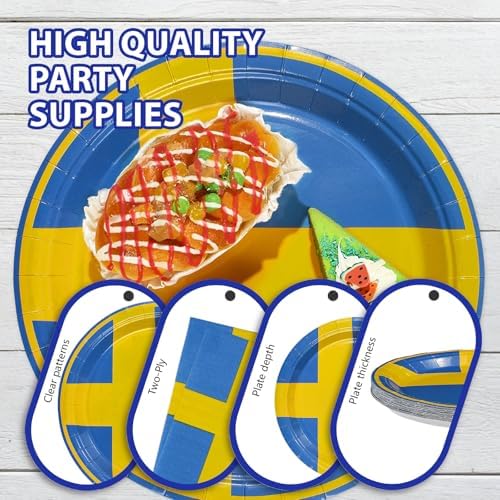 96 Pcs Sweden Flag Themed Party Decorations, Serves 24 - Image 6
