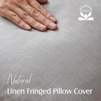Foindtower Decorative Linen Fringe Throw Pillow Covers 22×22 Light Gray - Image 2