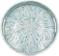 PEMAR 12.6” Mother of Pearl Round Serving Tray with Handles, Decorative Nacred Wooden Ottoman Coffee Table Tray (Teal Sunlight) by PEMAR