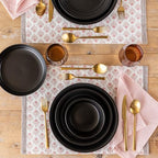 Over&Back Set of 4 Hand-Blocked Placemats - Colorful Dining Table Mat - Each Placemat is Unique - 100% Cotton - Machine Washable - Kitchen and Home Decor - Pink Blossom - Image 6