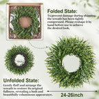 26 Inch Boxwood Wreaths for Front Door Spring Summer Fall All Seasons - Image 3