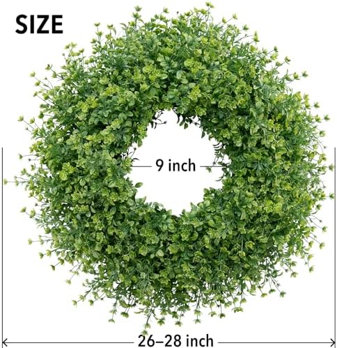 28 Inch Large Boxwoods Wreaths for Front Door Artificial Green Leaves Greenery Indoor Outdoor Wreath Home Decor Porch Window Wall Farmhouse Door Decorations Spring Summer Fall All Seasons - Image 6