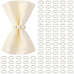 Suream Napkin Rings Bulk 100, Silver Rhinestone Napkin Rings, Pearl Table Decor for Birthday Party Banquet Table and Daily Use(White & Silver) by Suream