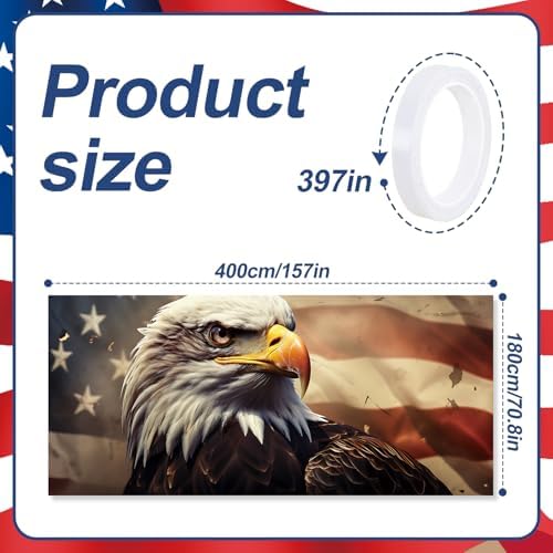 13x6 ft American Bald Eagle Flag Garage Door Banner - Patriotic Eagle with Stars and Stripes Backdrop, Hanging Garage Decor - for 4th of July Independence Day Decor, USA Pride Outdoor Wall Art - Image 2