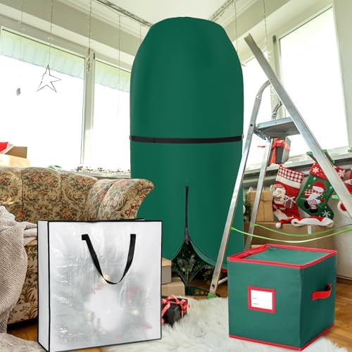 SATINIOR 6 Pcs Christmas Tree Storage Bag Set, Ornament Box, Green, 9 ft - Image 5