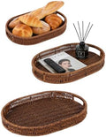 3pcs Woven Serving Trays, Poly Wicker Oval Serving Basket by Fvstar