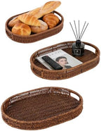 3pcs Woven Serving Trays, Poly Wicker Oval Serving Basket by Fvstar