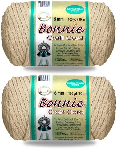 Pepperell Bonnie Braid Macrame Cord | 6mm x 100yd Flesh (Value 2-Pack) | Twisted Polypropylene Cord for DIY Crafts, Plant Hangers, Wall Hangings, Crochet & Macrame | Long-Lasting, Vibrant Color by PepperellCrafts