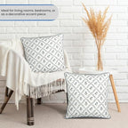 Ridhi Block Print Powder Blue Pillow Cover 18" x 18" (Pack of 2) Decorative Couch Pillows for Living Room, Farmhouse Chic Boho Cute Outdoor Pillows Covers Gifts for Spring, Mother's Day - Image 2