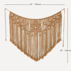 Youngeast Home Decor Leaf Shape Macrame Wall Hanging Woven Tapestry Bedroom Curtain Fringe Garland Banner Living Room Wall Decor Brown 39X31 inches - Image 6