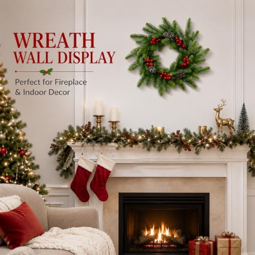 Thiccywoov 2 Pcs Merry Christmas Doormat and Wreath Set for Front Door - Image 4