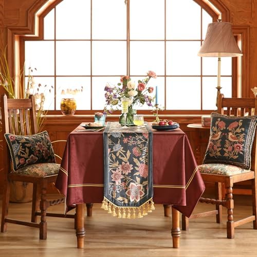 Patdrea Designer French Velvet Table Runner,12"X71"-Oldgarden A - Image 2