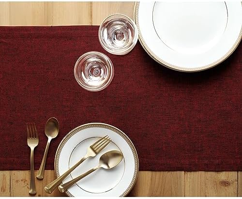 Solino Home 100% Pure Linen Table Runner Red Extra Long, Athena 14 x 132 in - Image 3