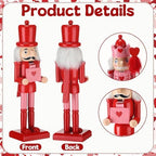 Kathfly 2 Pcs Valentine's Day Nutcracker 10 Inch Wooden Pink Red King and Heart Letter Nutcracker Figures for Valentine's Day Mantle Desktop Table Display Decoration - Image 3