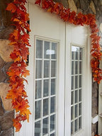 PARTY JOY 6PCS Orange Leaf Garland, 5.6Ft Halloween Garland Artificial Maple Leaf Autumn Hanging Fall Vines Thanksgiving Decorations Fall Decor - Image 4