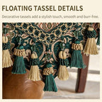 Floral Chenille Table Runner 72" Non-Slip with Tassels, Green - Image 5