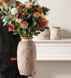 Ceramic Rustic Flower Vase, Large Farmhouse Vases Home Decor, 12.5" Tall Pottery Decorative Pampas Vase for Table Living Room Entryway Mantel Bookshelf Bedroom Bathroom Kitchen - Image 3