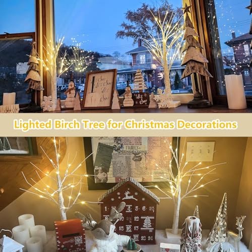 4 Pack 2FT Lighted Birch Tree with Timer for Christmas Decorations Indoor - Image 3