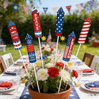 8 Pcs 4th of July Metal Firework Garden Stakes, American Flag Yard Sign, Patriotic Independence Day Memorial Day Decor for Outdoor Lawn, Yard, Garden, Walkway (Rockets) - Image 4