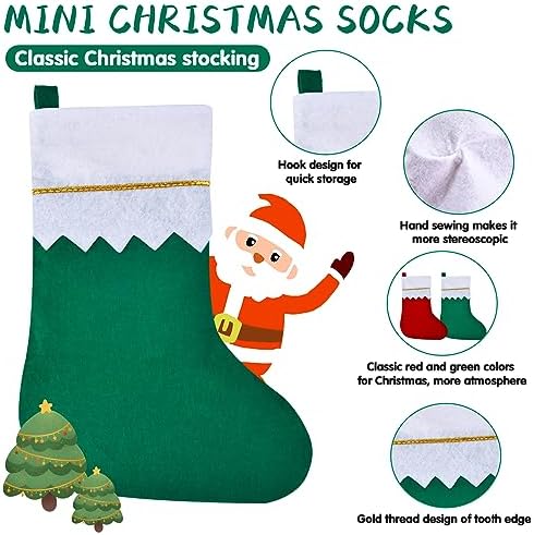 Skylety 48 Pieces Red and Green Christmas Stockings Bulk, 3.94 x 8.66 Inch - Image 6