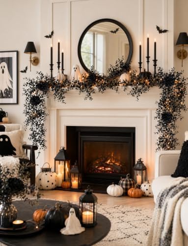 Black Eucalyptus Garlands, 4Pcs, 5.8 FT, Artificial Halloween - Image 5