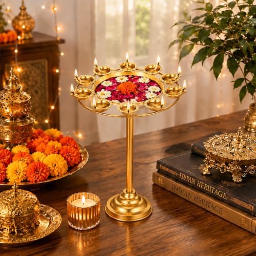 LemonRoad 3 Diwali Lotus Urli Bowl Candle Holder for Indian Diwali Pooja - Image 3