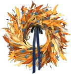 Qingbei Rina Fall Wreaths for Front Door Outside with Blue Bow, 24 Inch by QingbeiRina