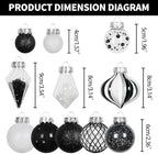 34PCS Black/White Christmas Ball Ornaments Set for Tree Decor - Image 2